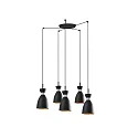 Luminaire à suspension RETRO 5 flammes E14 IP20, cuivre, noir mat 