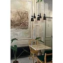 pendant luminaire RETRO 5 flames E14 IP20, copper, black matt 