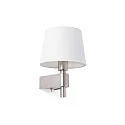 wall luminaire ROOM E27 IP20, nickel satined, white 