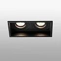 Faro Plafonnier encastré HYDE SQ à 2 flammes GU10 IP20, noir mat 