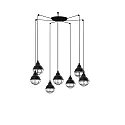 Luminaire à suspension CLAIRE 7 flammes E27 IP20, noir brillant 