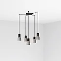 Luminaire à suspension KOMBO 5 flammes E27 IP20, gris, noir mat 
