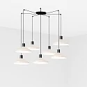 pendant luminaire KOMBO 7 flames E27 IP20, beige, black matt 