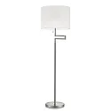 Lampadaire LILO-S cylindrique, réglable, avec chaîne d'interrupteur à tirette E27 IP20, chrome, nickel mat, blanche gradable