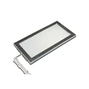 Flat LED under-cabinet luminaire LED SKY, IP20, 24V DC, 21x11cm, incl. 250cm cable with LED24-plug, 6W 3000K 390lm 110°, inox