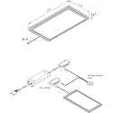 Hera Flat LED under-cabinet luminaire LED SKY, IP20, 24V DC, 21x11cm, incl. 250cm cable with LED24-plug, 6W 3000K 390lm 110°, inox