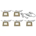 5pc. set of recessed LED luminaire FQ 68-LED, angular, incl. LED transformer LED 24 / 30W, 4W 3000K, inox look