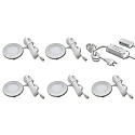 Luminaires pour meuble FR 55-LED lot de 5 IP20, acier inoxydable, opale gradable