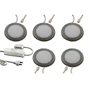 LED Recessed luminaire FAR 58, 5er Set, 5x 3W, 3000K, IP20, brushed stainless steel