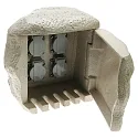 Colonne d’énergie STONE 4 fois, avec câble ouvert, moucheté, gris pierre