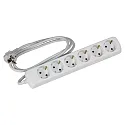 Barre d'alimentation 3G 1.5mm² - DE / FR / B - 150CM avec prise de courant, 6 fois, blanche