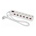 HEITRONIC Barre d'alimentation 6 fois, blanche