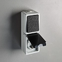 Interrupteur / inverseur MONSUN / IP44 2 voies, avec couvercle, avec prise de courant, anthrazit, gris clair