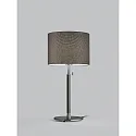 Helestra Lampe de table OPPO avec abat-jour, avec chaîne d'interrupteur à tirette E27 IP20, noir mat, chrome noir 