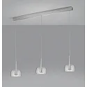 Helestra Luminaire à suspension FLUTE 3 flammes IP20, chrome, satiné gradable