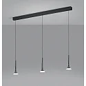 Luminaire à suspension FLUTE 3 flammes IP20, satiné, chrome noir gradable