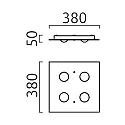 Helestra ceiling luminaire NOMI 4 flames, square LED IP20, white dimmable