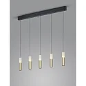 Helestra Luminaire à suspension LIDOS 5 flammes, direct / indirect IP20, noir mat gradable