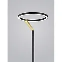 Helestra Lampadaire ELARA avec variateur à cordon, forme de l'anneau IP20, or, noir mat gradable
