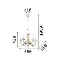 Ideal Lux Lustre FIRENZE SP5 5 flammes E14 IP20, blanc antique 