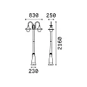 Ideal Lux Lampadaire d’extérieur CIMA PT2 à 2 flammes E27 IP44, or 