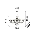 Ideal Lux Chandelier CASANOVA SP8, 8 flames, E14, transparent