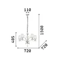 Ideal Lux Chandelier PEGASO SP5, 5 flames, E14, white