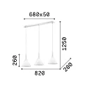 Ideal Lux Luminaire à suspension COCKTAIL SB3 SMALL 3 flammes E14 IP20, blanche