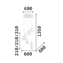 Luminaire à suspension SOFT SP6 6 flammes E14 IP20, blanche gradable