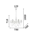Ideal Lux Chandelier BLANCHE SP6, 6 flames, E14, black
