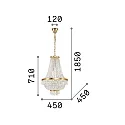 Ideal Lux Chandelier CAESAR SP9, 9 flames, G9, 40W, gold