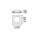LED recessed area light GROOVE SQUARE, IP20, 11.8cm, 10W 3000K 890lm 110°, white
