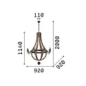 Ideal Lux Lustre MILLENIUM 8 flammes E14 IP20, bois, rouille