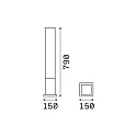 Outdoor floor luminaire EDO OUTDOOR SQUARE, IP44, height 79cm, GX53 max. 15W