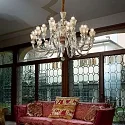 Ideal Lux Lustre STRAUSS 18 flammes E14 IP20, ambre, or rose, transparent