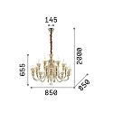 Ideal Lux Lustre STRAUSS 18 flammes E14 IP20, ambre, or rose, transparent