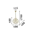 Ideal Lux Luminaire à suspension KONSE à 1 flamme E27 IP20, or, satiné