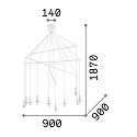 Luminaire à suspension POP 10 flammes, réglable E27 IP20