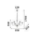 Ideal Lux Chandelier DANIELI, 6 flames, Ø 85cm, E14, amber glass / gold