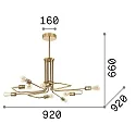Ideal Lux Luminaire à suspension TRIUMPH 8 flammes E27 IP20, laiton antique