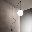 Ideal Lux Pendant luminaire BOA, 1 flame, E27, with 12m fabric coated cable and 6 hooks, matt black