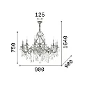 Ideal Lux Chandelier GIOCONDA, 12 flames , Ø 90cm, E14, antique silver