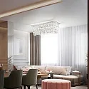 Ideal Lux Ceiling luminaire MARTINEZ, 8 flames, lenght 103cm, E14, chrome / chrystal glass