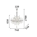 Ideal Lux Lustre NAPOLEON 12 flammes E14 IP20, chrome