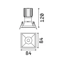 Ideal Lux Plafonnier encastré GAME TRIM SQUARE 84MM angulaire, rigide, UGR < 19, on/off IP40/IP20, noir 