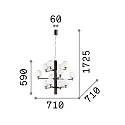 Ideal Lux Luminaire à suspension COPERNICO 12 flammes G9 IP20, laiton, noir mat