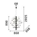 Ideal Lux Luminaire à suspension COPERNICO 20 flammes G9 IP20, laiton, noir mat