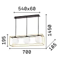 Ideal Lux Luminaire à suspension LINGOTTO SP3 3 flammes, 1 voie, réglable E14 IP20, noir mat, laiton satiné gradable