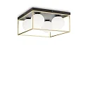 Luminaire de plafond LINGOTTO PL4 4 flammes E14 IP20, noir mat, laiton satiné gradable