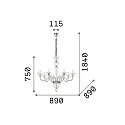 Ideal Lux Luminaire à suspension BRIGITTA 8 flammes E14 IP20, transparent
